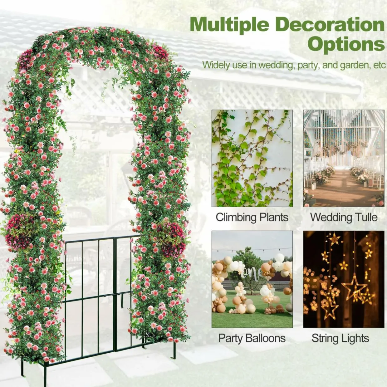 Tangkula 7.5Ft Garden Arbor with Gate