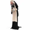 Tangkula 5.2FT Halloween Animated Standing Greeter Old Lady with Candy Dish