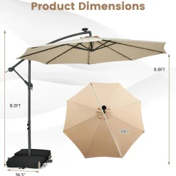 TANGKULA 10FT Hanging Offset Umbrella, Cantilever Umbrella with 32 LED Lights