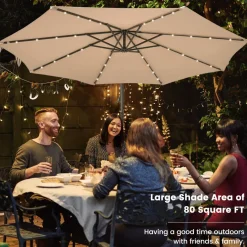 TANGKULA 10FT Hanging Offset Umbrella, Cantilever Umbrella with 32 LED Lights