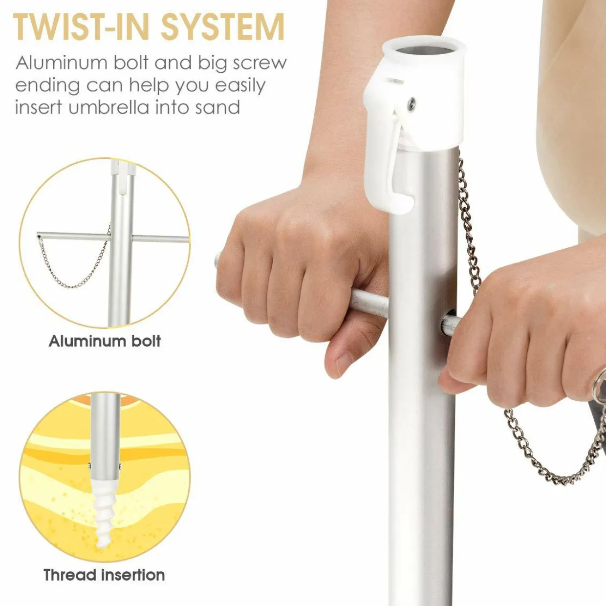 Tangkula 6.5ft Outdoor Beach Umbrella with Sand Anchor