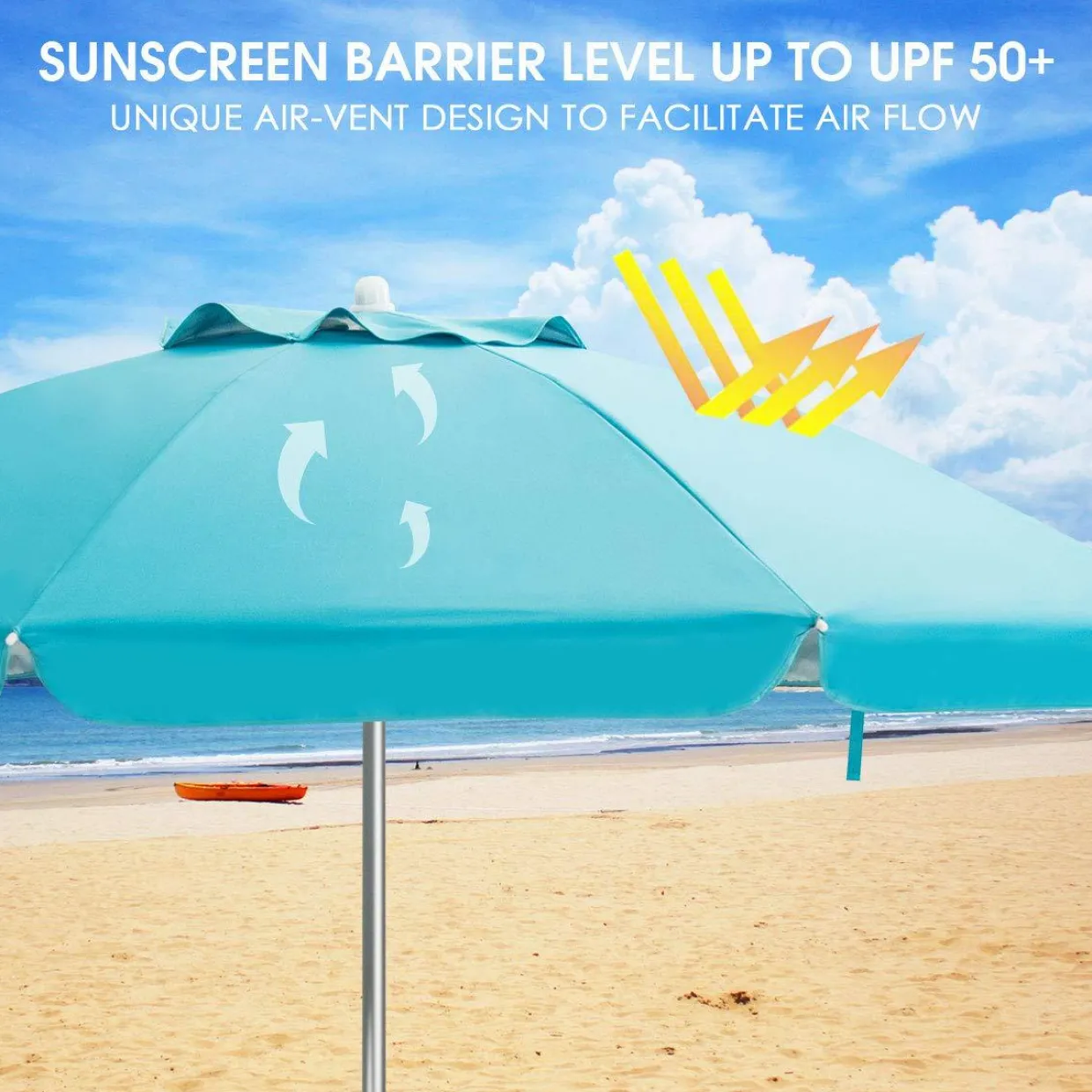 Tangkula 6.5ft Outdoor Beach Umbrella with Sand Anchor