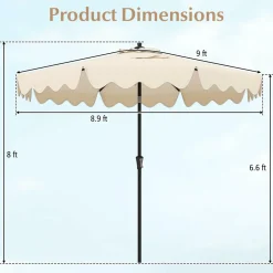 Tangkula 9Ft Patio Umbrella with Crank, 2-Tier Outdoor Umbrella with Push Button Tilt, Sun-Protective Canopy