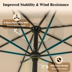 Tangkula 9Ft Patio Umbrella with Fringe, Boho Umbrella with Tassels, Crank Handle, Push Button Tilt