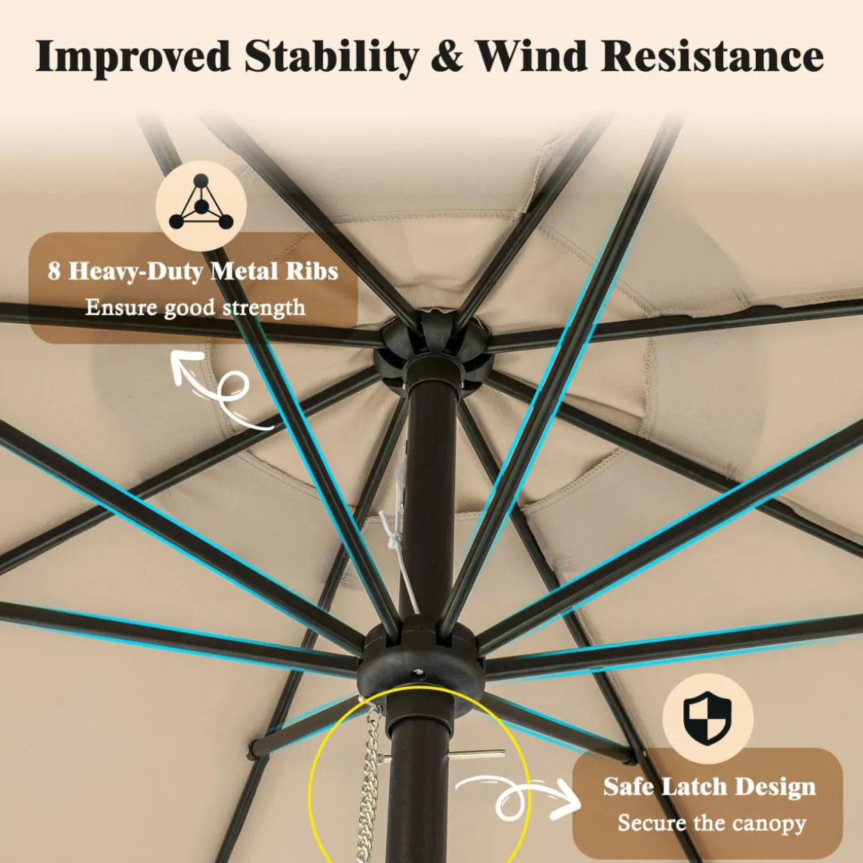 Tangkula 9Ft Patio Umbrella with Fringe, Boho Umbrella with Tassels, Crank Handle, Push Button Tilt