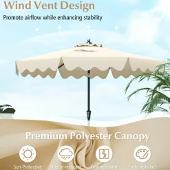 Tangkula 9Ft Patio Umbrella with Crank, 2-Tier Outdoor Umbrella with Push Button Tilt, Sun-Protective Canopy