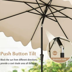 Tangkula 9Ft Patio Umbrella with Crank, 2-Tier Outdoor Umbrella with Push Button Tilt, Sun-Protective Canopy