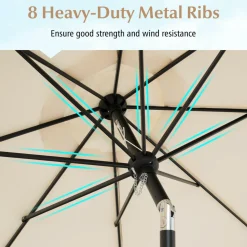 Tangkula 9Ft Patio Umbrella with Crank, 2-Tier Outdoor Umbrella with Push Button Tilt, Sun-Protective Canopy