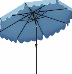 Tangkula 9Ft Patio Umbrella with Crank, 2-Tier Outdoor Umbrella with Push Button Tilt, Sun-Protective Canopy