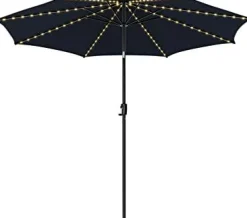 TANGKULA 10FT Solar Umbrella, Patio Umbrella with 112 LED Lights