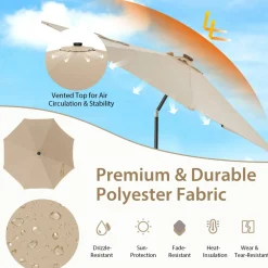 TANGKULA 10FT Solar Umbrella, Patio Umbrella with 112 LED Lights