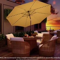 TANGKULA 10FT Solar Umbrella, Patio Umbrella with 112 LED Lights