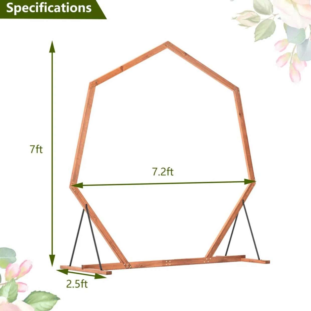 Tangkula 7FT Wedding Arch, Heptagon Wooden Arch for Wedding Ceremony