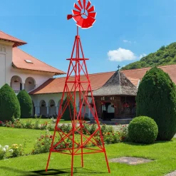 Tangkula 8.3FT Windmill Yard Garden Metal Ornamental Wind Mill Weather Vane Weather Resistant