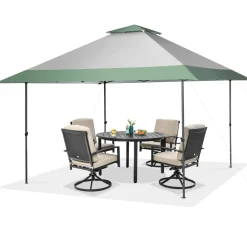 Tangkula 13FT x 13FT Pop-Up Gazebo, UV Canopy Tent with 4 Reinforced Ribs