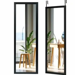 Tangkula Full Length Door Mirror Wall Mirror, 47.5 x 14.5 Inch Over The Door Mirror(Black & White)