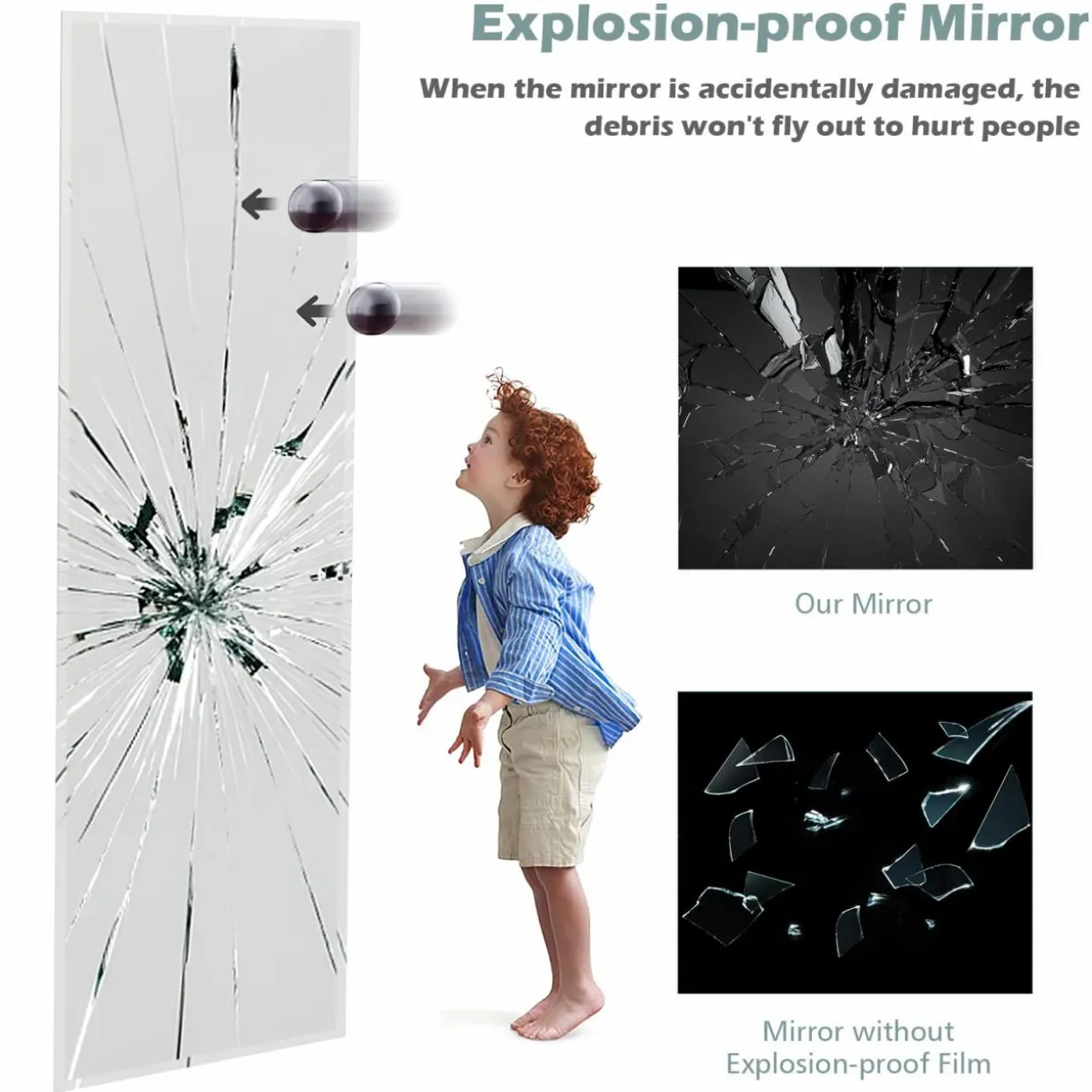 Tangkula Full Length Mirror Wall Mounted , 43 x 15 Inch Rectangle Frameless Mirror w/Beveled Edge, Wall Dressing Mirror