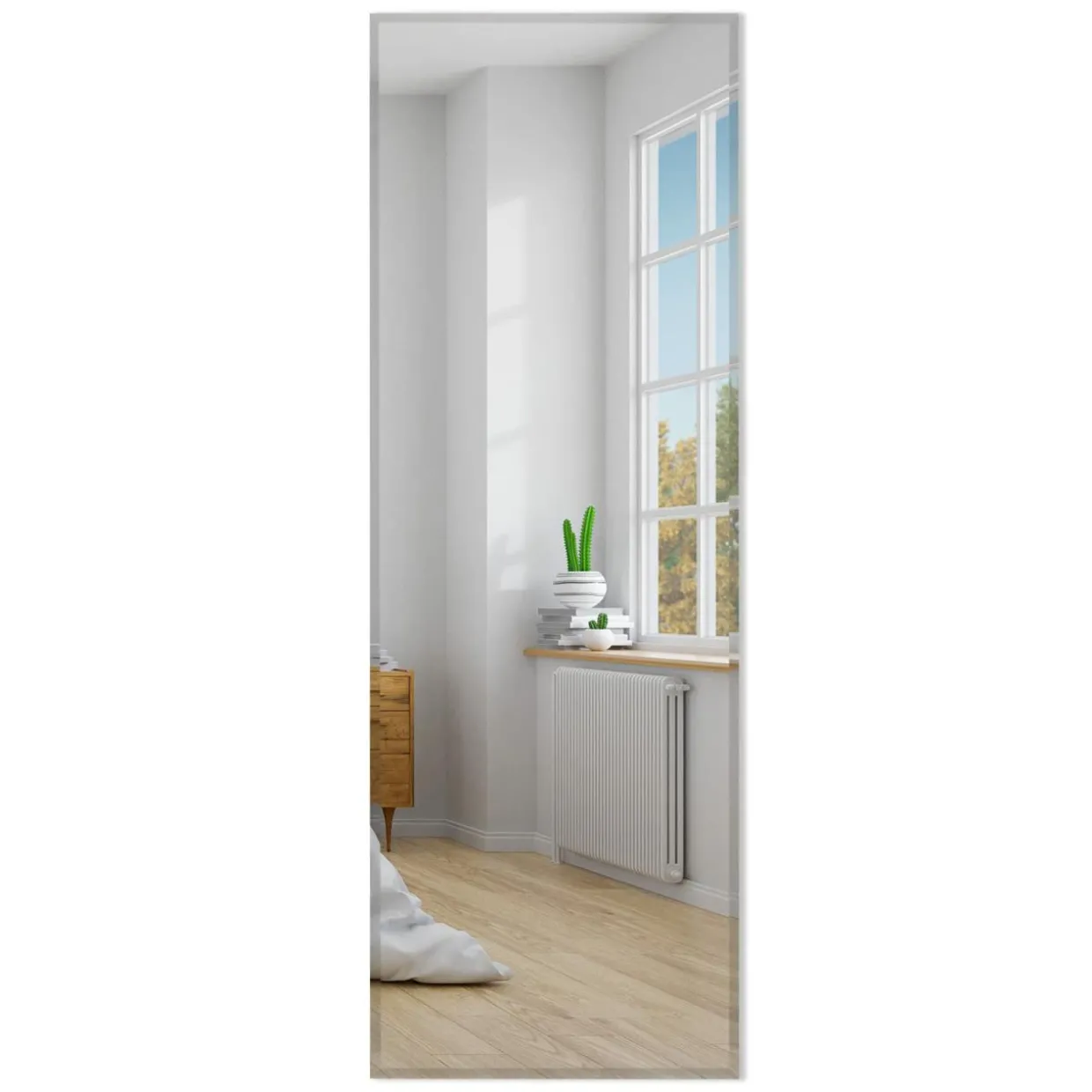 Tangkula Full Length Mirror Wall Mounted , 43 x 15 Inch Rectangle Frameless Mirror w/Beveled Edge, Wall Dressing Mirror