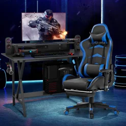 Tangkula Gaming Desk and Chair Set, E-Sport Gamer Desk & Racing Chair Set