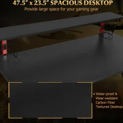 Tangkula Gaming Desk, Professional Gamer Workstation with Cup Holder, Headphone Hook, Handle Rack