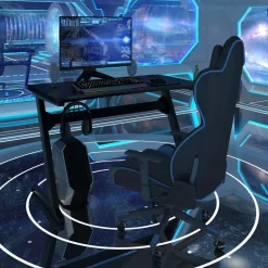 Tangkula Gaming Desk, Z Shaped Ergonomic Gaming Computer Desk