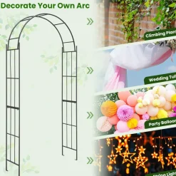 Tangkula Garden Arbor, Metal Arch with Trellis for Climbing Plants