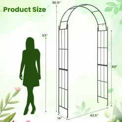 Tangkula Garden Arbor, Metal Arch with Trellis for Climbing Plants
