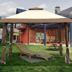 Tangkula Gazebo 13' x 13', Pop Up Gazebo Tent, Suitable for Patio and Garden