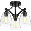 Tangkula Glass Ceiling Light Fixture, Clear Glass Shade, Semi Flush Mount Ceiling Light w/ Sturdy Metal Canopy