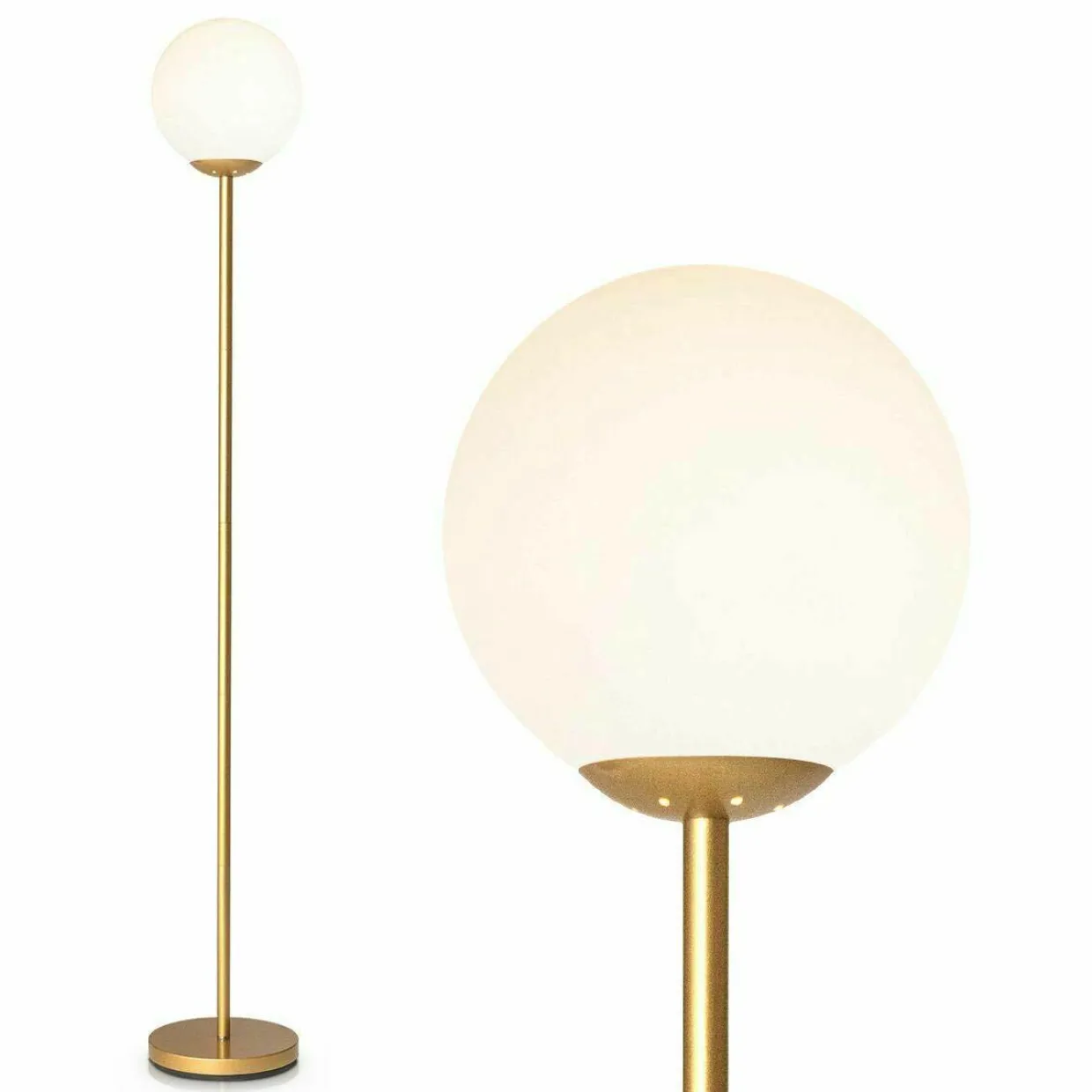 Tangkula Globe Floor Lamp, Mid Century Modern Standing Lamp with Acrylic Lampshade (Gold)