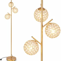 Tangkula 3-Globe Floor Lamp, Freestanding Tree Lamp w/Foot Switch & 3 E26 Bulb Bases (Golden, 3-Globe)