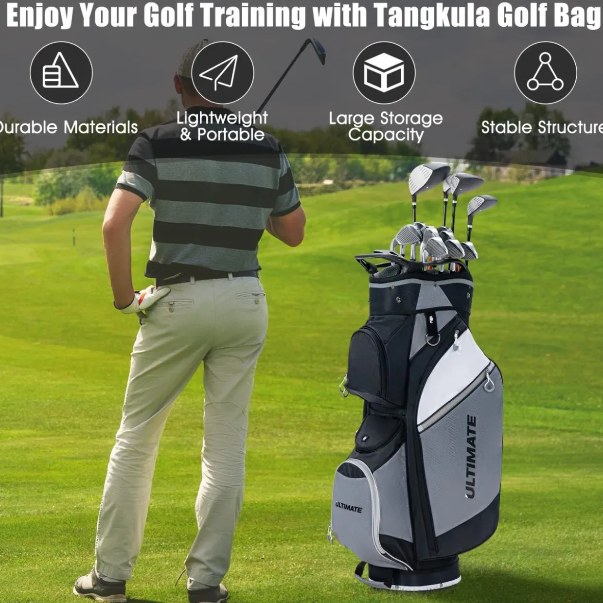 Tangkula Golf Cart Bag, Lightweight Golf Club Bag