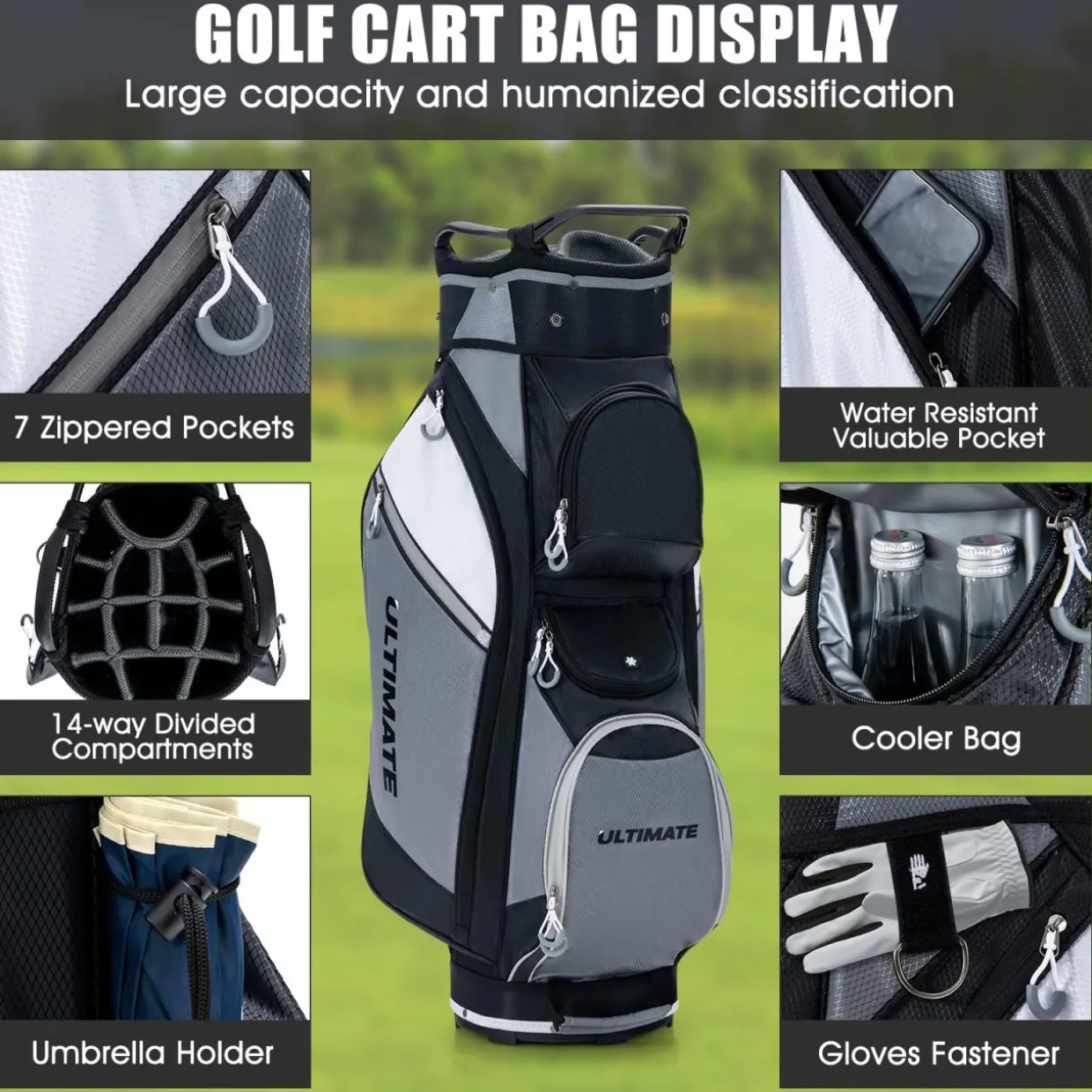 Tangkula Golf Cart Bag, Lightweight Golf Club Bag