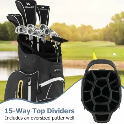 Tangkula Golf Cart Bag with 15 Way Top Dividers, Portable Golf Carry Bag for Men & Women