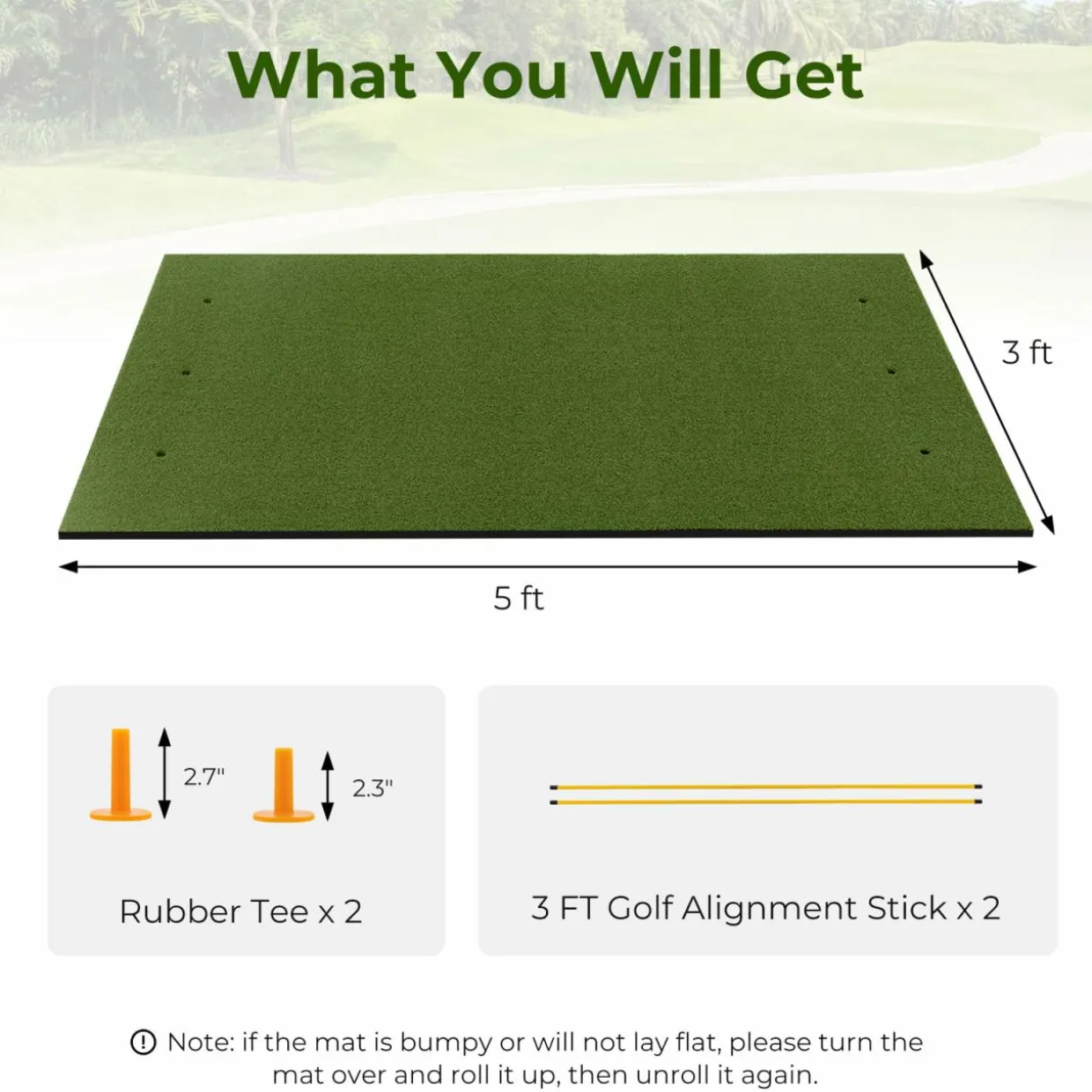 Tangkula Golf Hitting Mat, Artificial Turf Mat for Indoor/Outdoor Golf Practice