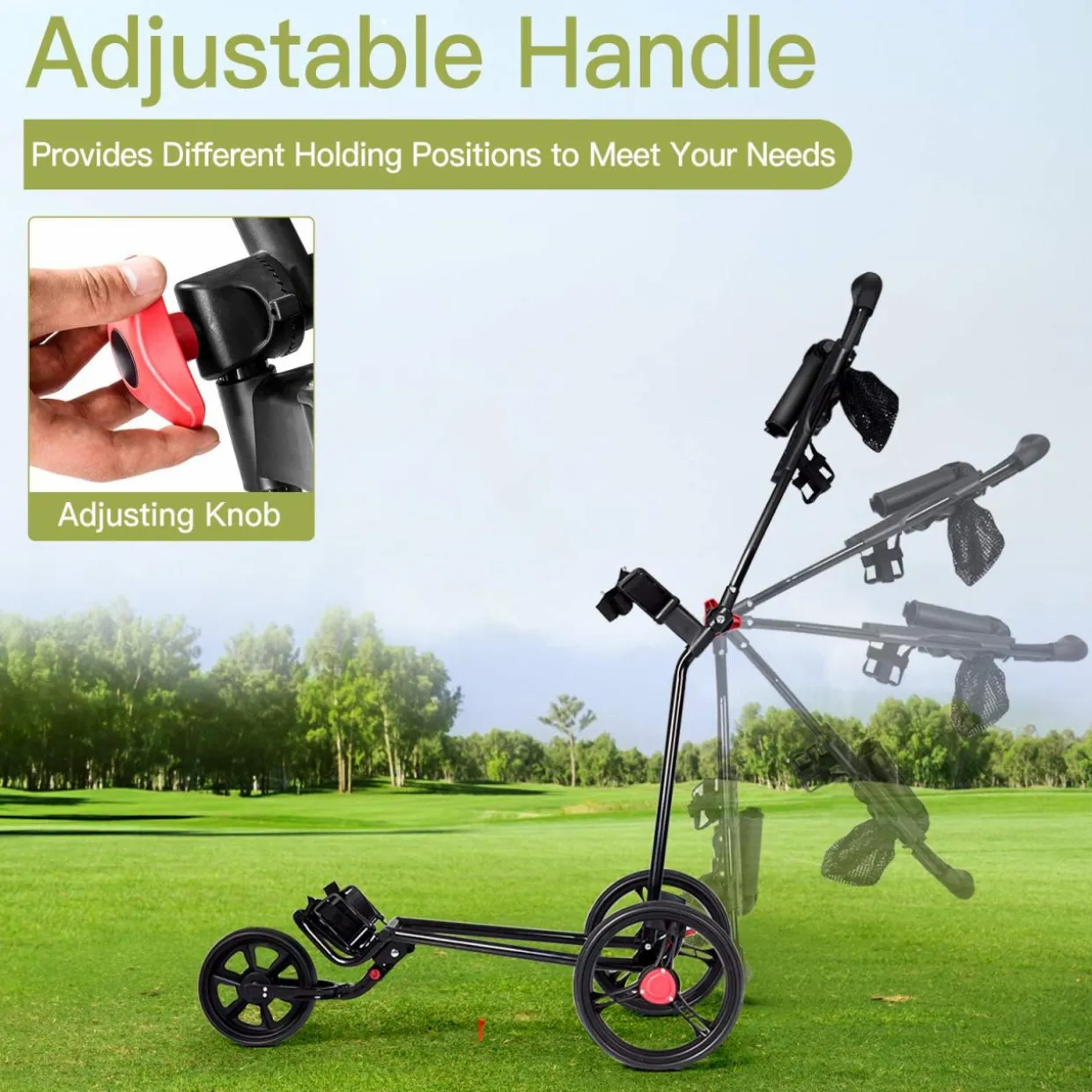 Tangkula Golf Push Cart, Lightweight Collapsible Golf Pull Cart, 3 Wheels Golf Trolley with Foot Brake Umbrella Holder & Cup Holder