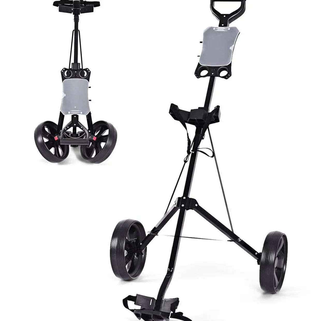 Tangkula Golf Push Pull Cart, Lightweight Foldable 2 Wheels Push Pull Golf Cart Trolley, Walking Push Golf Cart