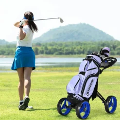 Tangkula Golf Push Pull Cart, Lightweight Aluminum Collapsible Golf Push Cart with 4 Wheels