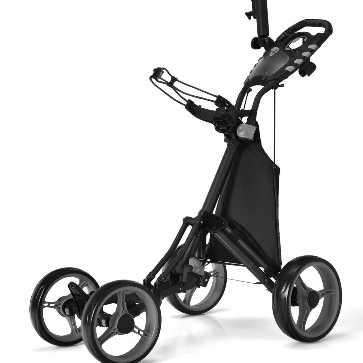 Tangkula Golf Push Pull Cart, Lightweight Aluminum Collapsible 4 Wheels Golf Push Cart, Golf Trolley with Waterproof Bag & Foot Brake