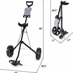Tangkula Golf Push Pull Cart, Lightweight Foldable 2 Wheels Push Pull Golf Cart Trolley, Walking Push Golf Cart