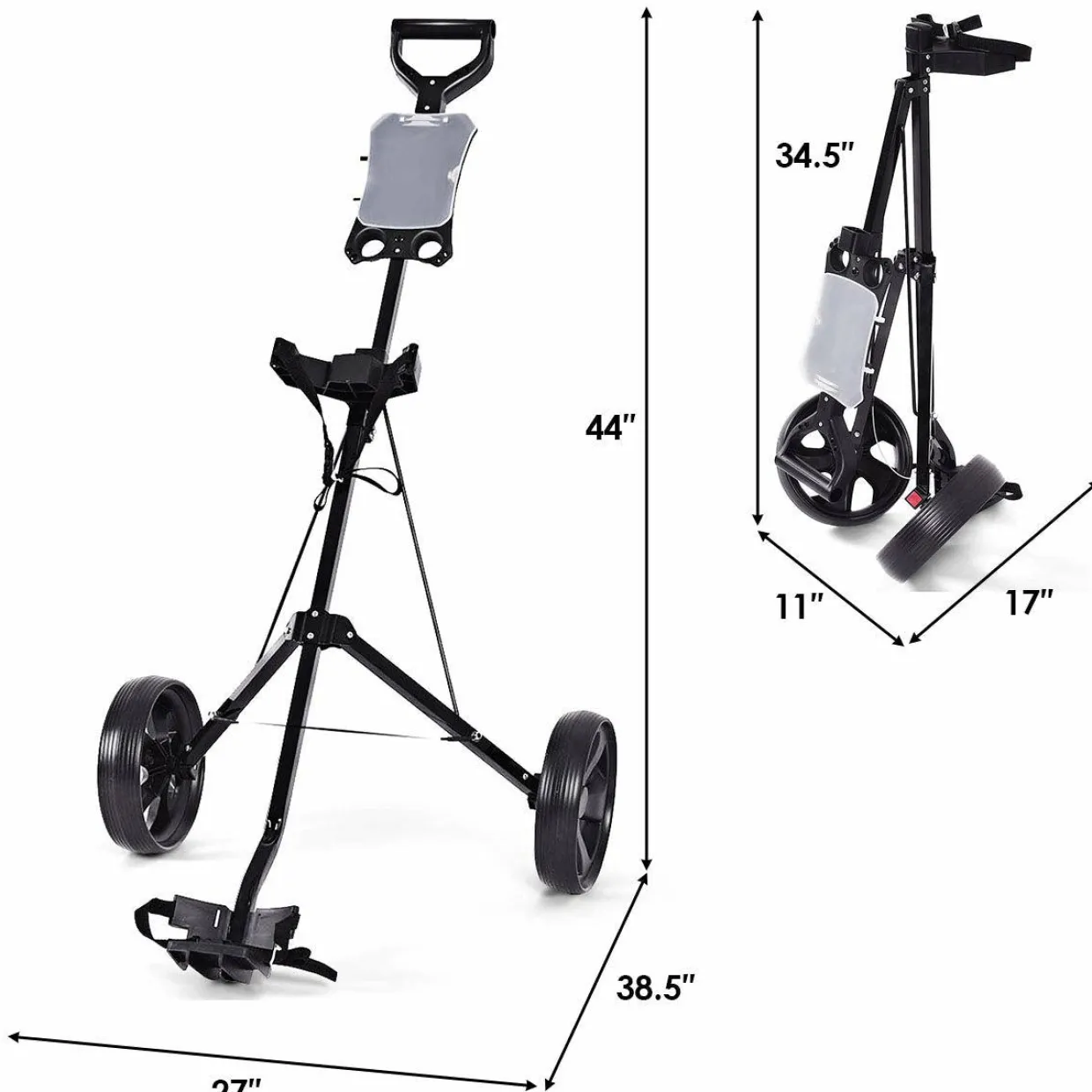 Tangkula Golf Push Pull Cart, Lightweight Foldable 2 Wheels Push Pull Golf Cart Trolley, Walking Push Golf Cart