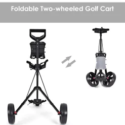 Tangkula Golf Push Pull Cart, Lightweight Foldable 2 Wheels Push Pull Golf Cart Trolley, Walking Push Golf Cart
