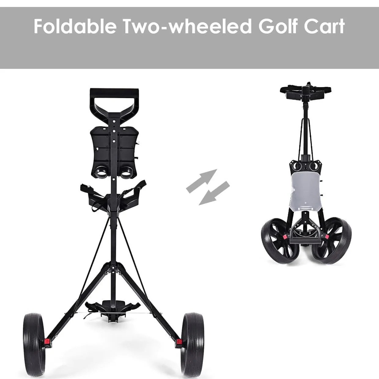 Tangkula Golf Push Pull Cart, Lightweight Foldable 2 Wheels Push Pull Golf Cart Trolley, Walking Push Golf Cart