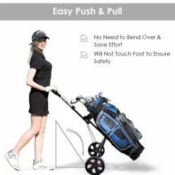 Tangkula Golf Push Pull Cart, Lightweight Foldable 2 Wheels Push Pull Golf Cart Trolley, Walking Push Golf Cart