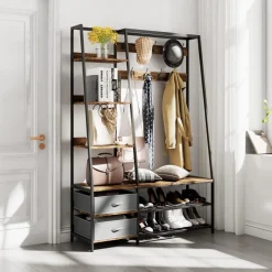 Tangkula Hall Tree with Bench and Shoe Storage