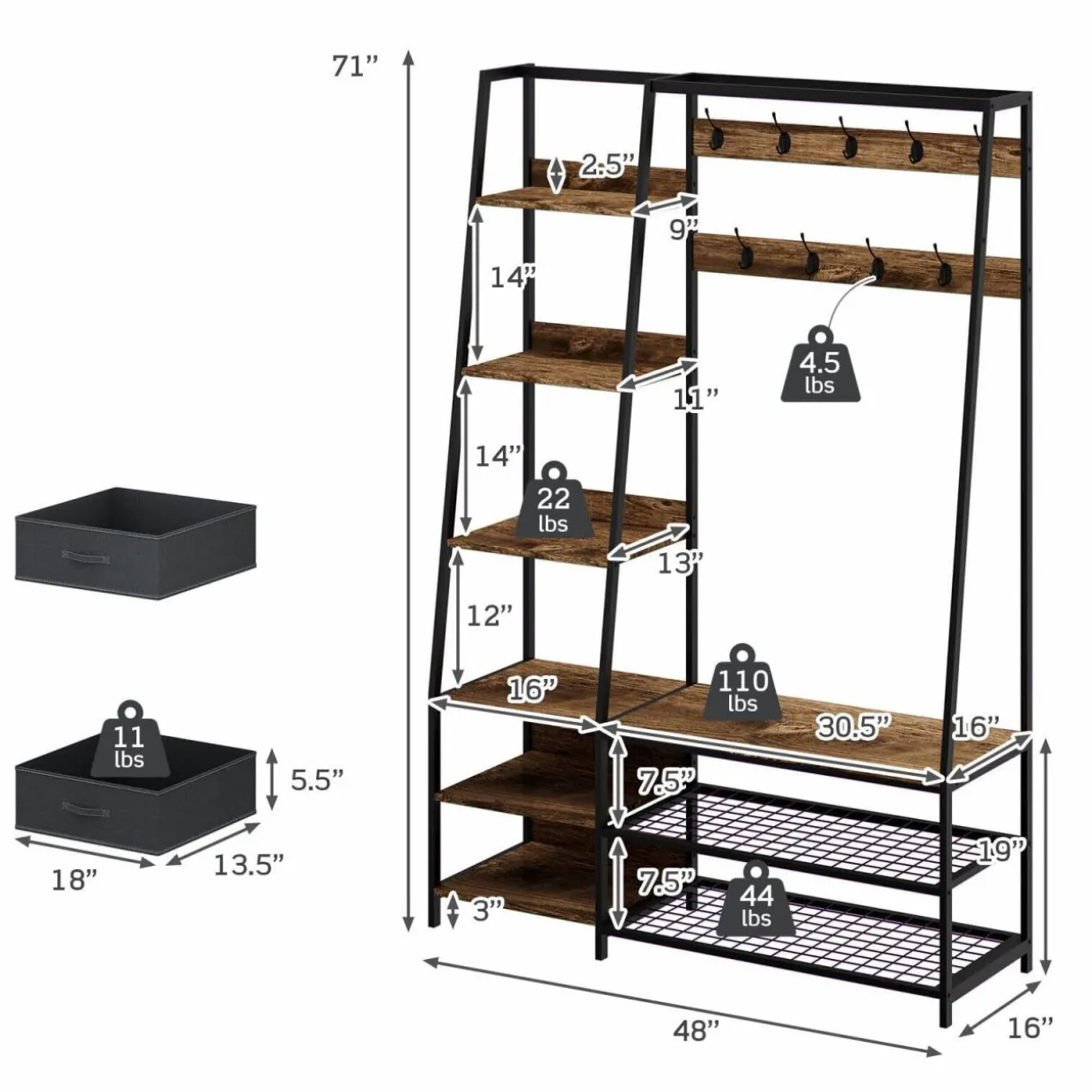 Tangkula Hall Tree with Bench and Shoe Storage