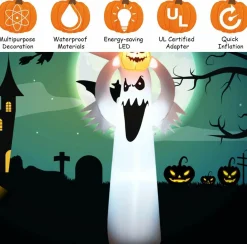 Tangkula Halloween Decorations, Halloween Inflatable Ghost With Led Lights