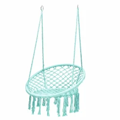 Tangkula Hanging Hammock Chair, Macrame Swing Chair with Tassels and Heavy-Duty Hanging Rings