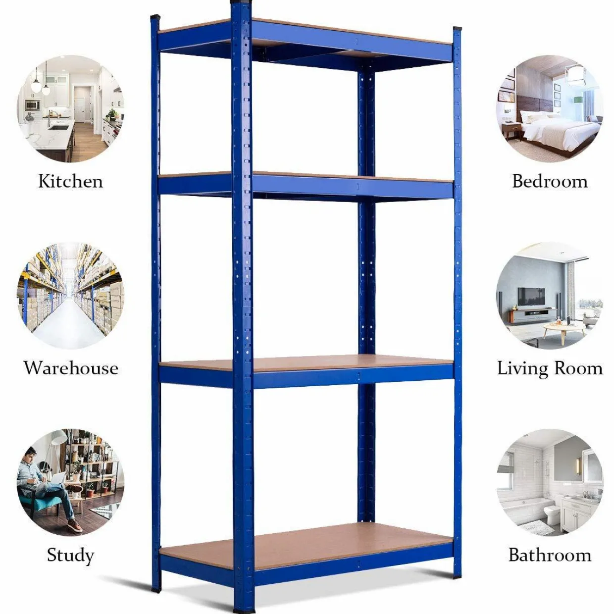 TANGKULA Home Garage Multi-Use Storage Rack with Adjustable Shelves, 4-Tier Garage Shelf