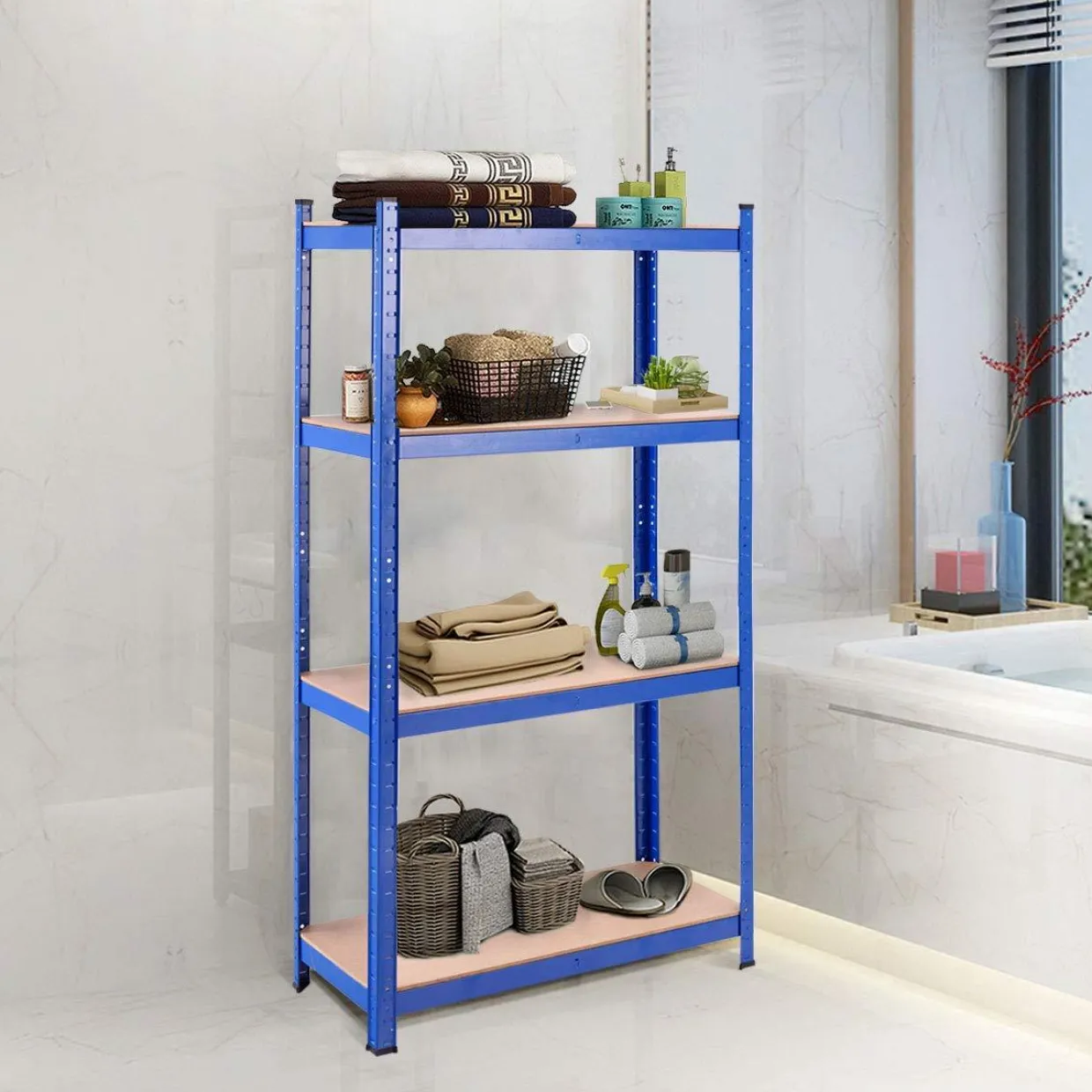 TANGKULA Home Garage Multi-Use Storage Rack with Adjustable Shelves, 4-Tier Garage Shelf